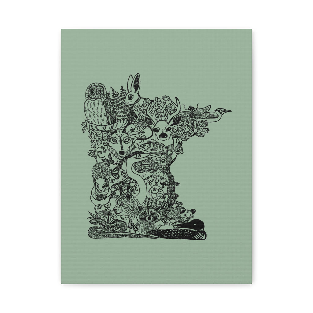 Minnesota Wildlife Map Canvas