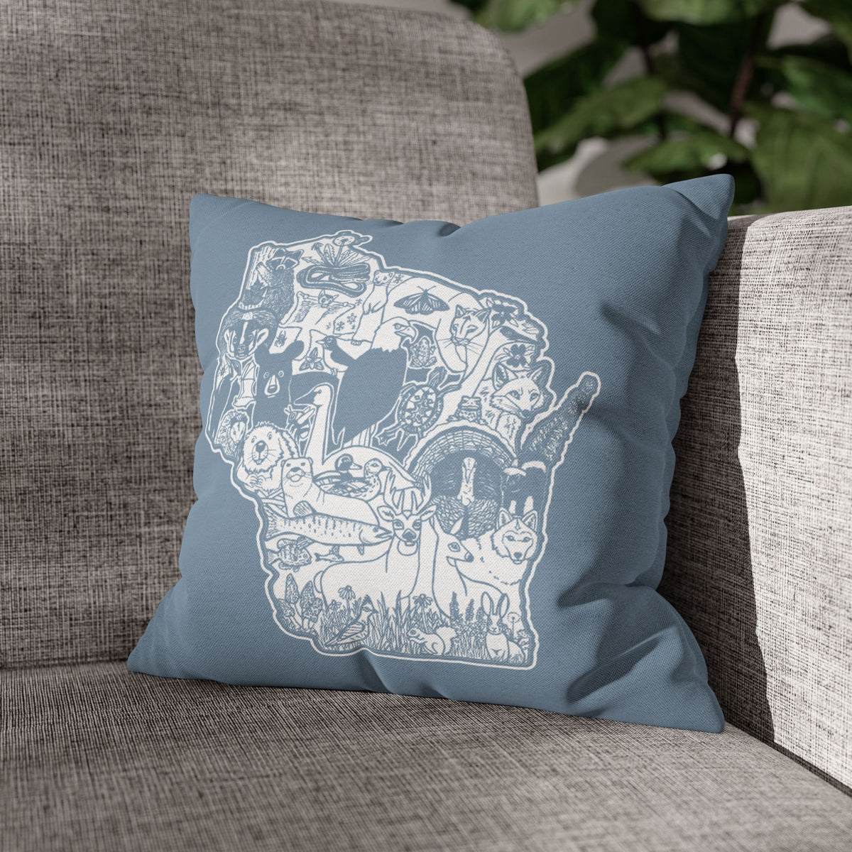 Wisconsin Woodland Animals Pillow