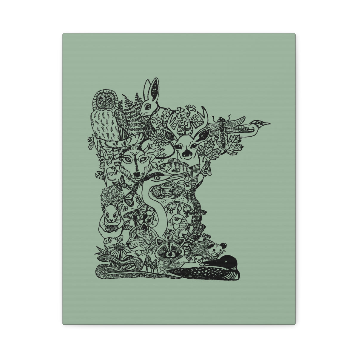 Minnesota Wildlife Map Canvas