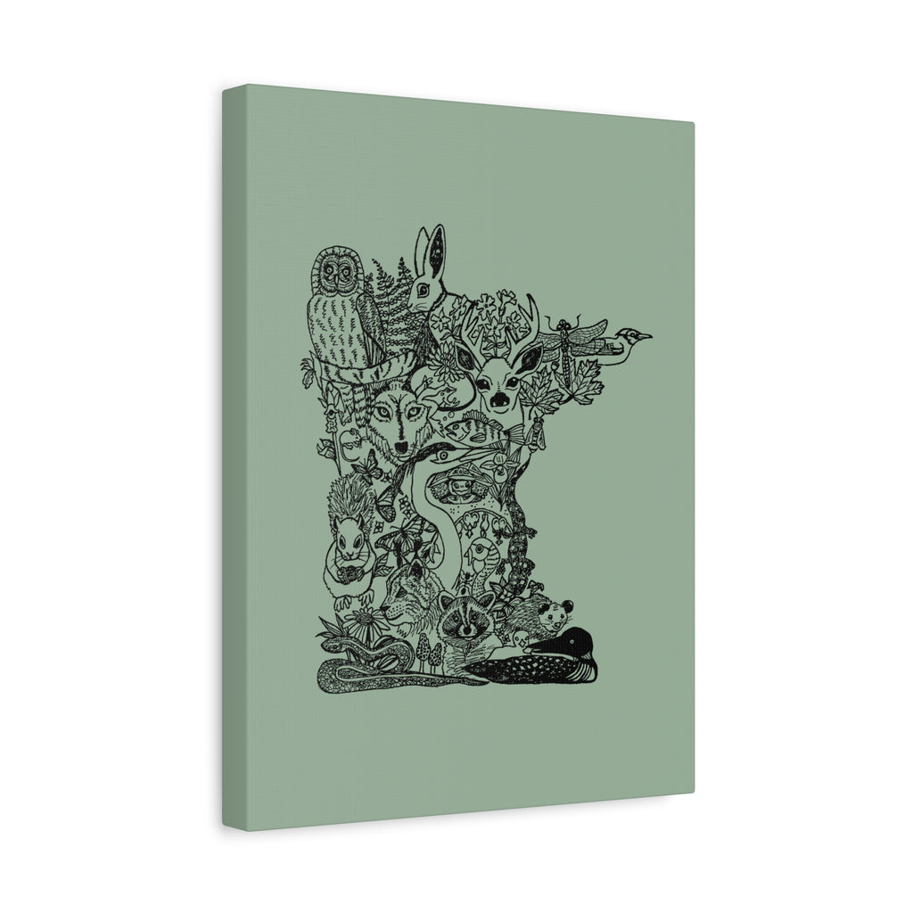 Minnesota Wildlife Map Canvas