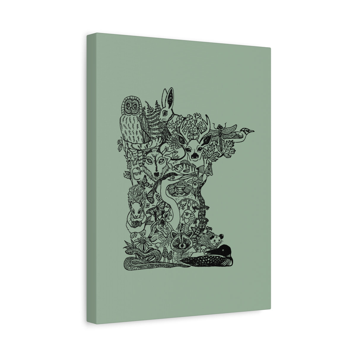 Minnesota Wildlife Map Canvas