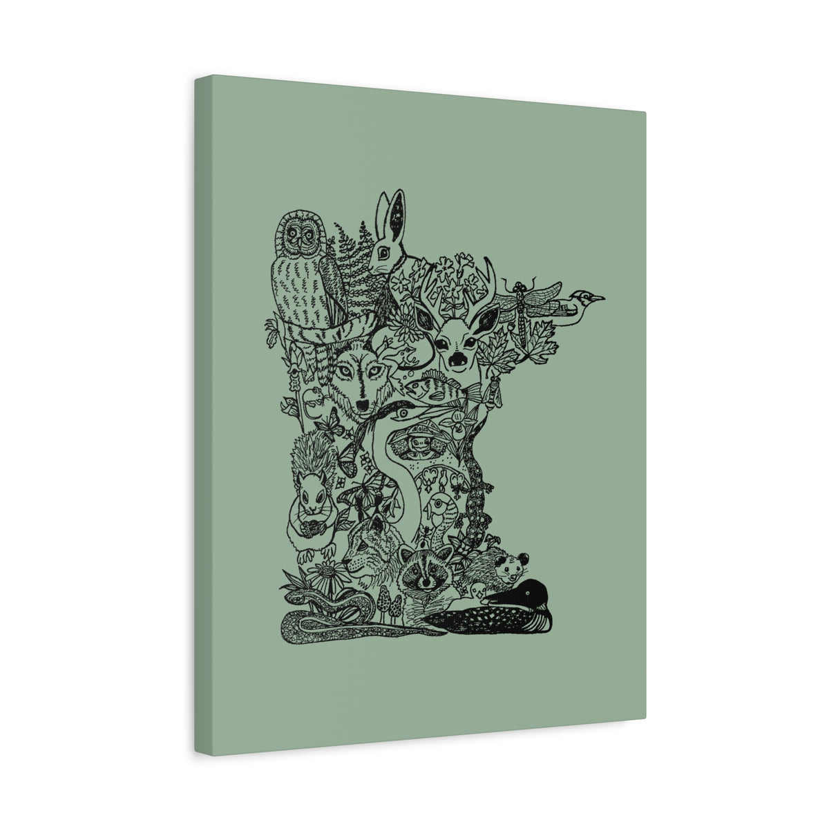 Minnesota Wildlife Map Canvas